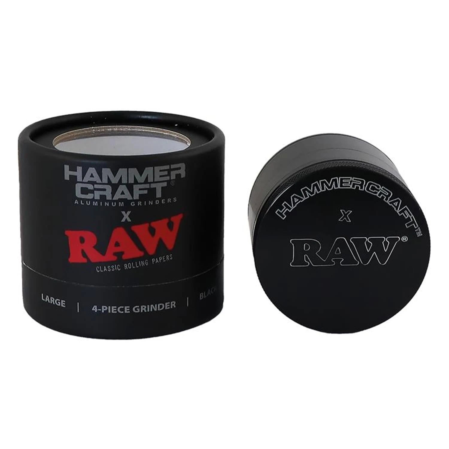 Hammercraft x RAW Grinder Black Aluminium 4-teilig Large Ø 60 mm RAW